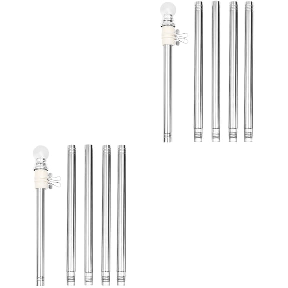 FRCOLOR 2pcs Stainless Steel Flag Pole Kit Wall Mount Flagpole with Ring for Outdoor