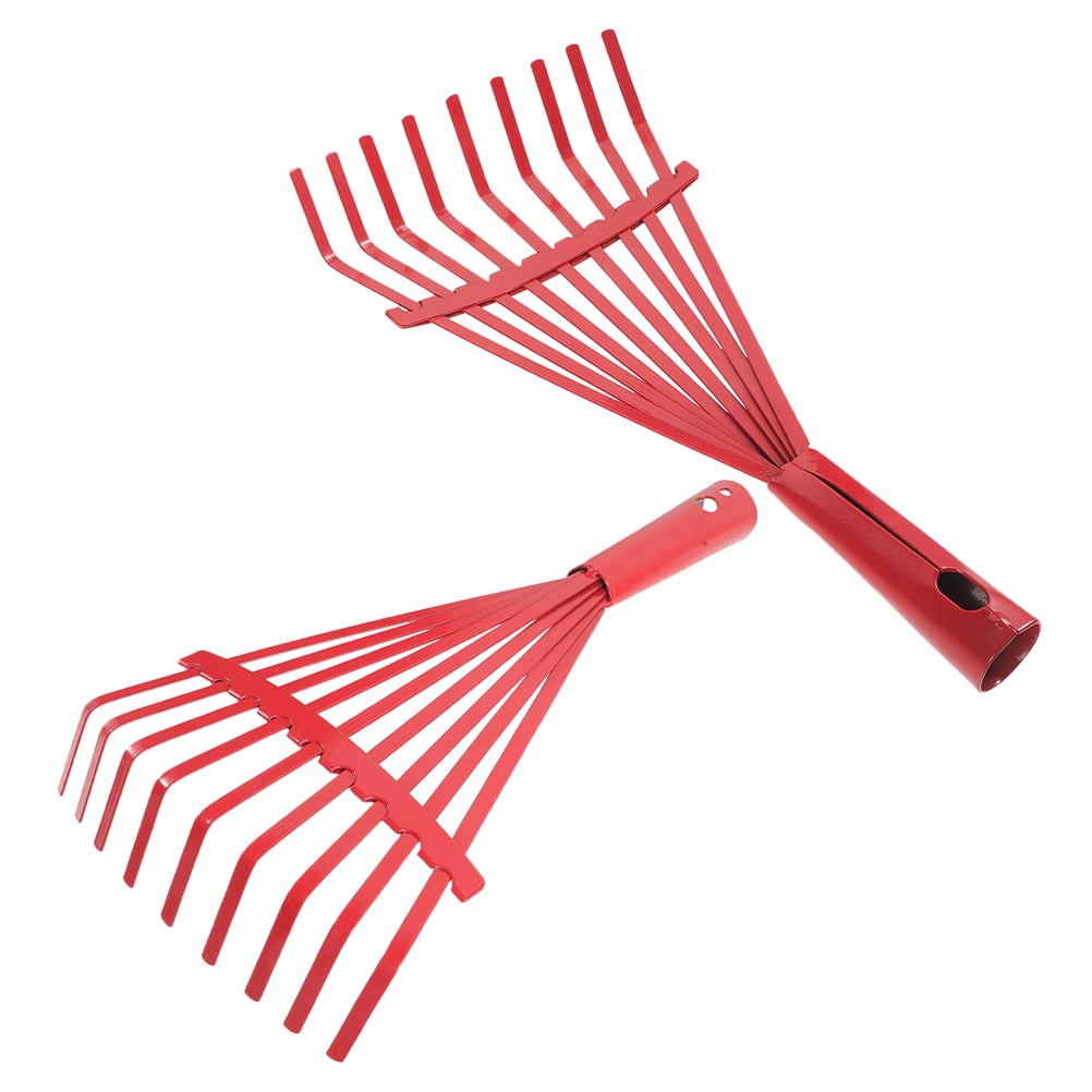 FRCOLOR 2pcs Steel Garden Leaf Rake Efficient Leaf Collection Metal ...