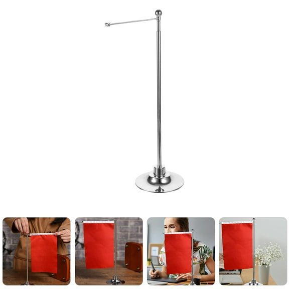 FRCOLOR 2pcs Table Top Flag Stand With Base Stainless Steel Mini Flag Holder For Indoor Use Suitable For Desk Decoration And Trade Show Supplies