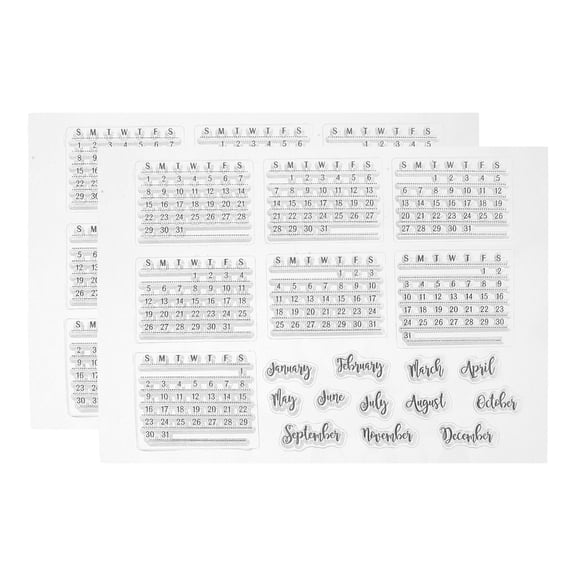 TAILTOSS 2Pcs Multi Color Clear Calendar Stamps for Scrapbooking Card Making and Planner Decoration