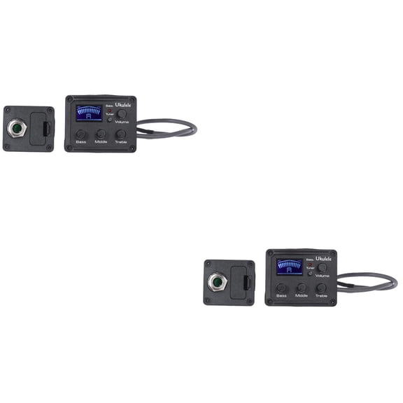 FRCOLOR 2pcs Ukelele Piezo Pickup EQ Amp for Ukulele LCD Display Tuner 3-Band EQ Equalizer