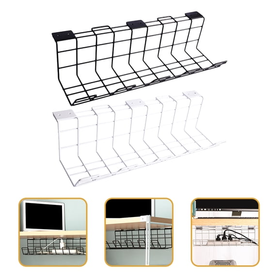 FRCOLOR 2pcs Under Desk Cable Management Tray Wire Cable Organizer for Office Home