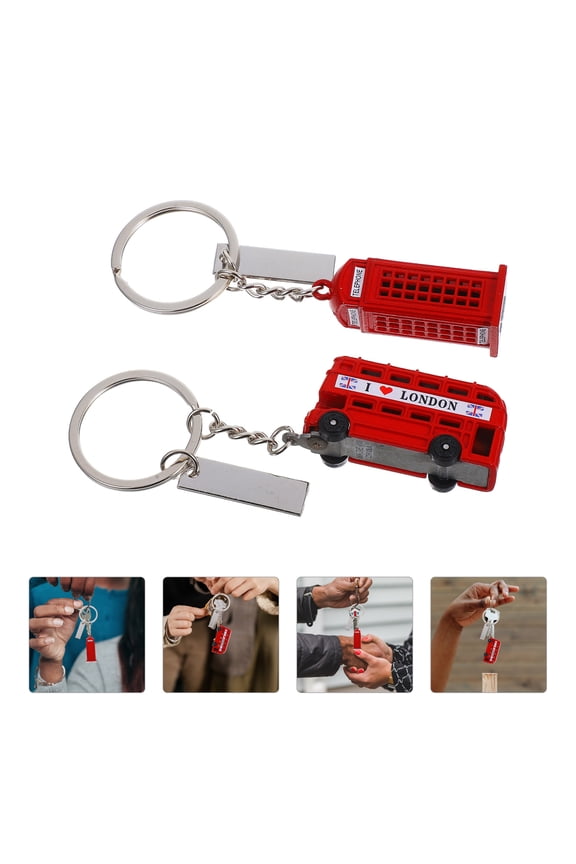 Train Key Chains Pendant Keychain Zinc Alloy 2Pcs Home Decoration