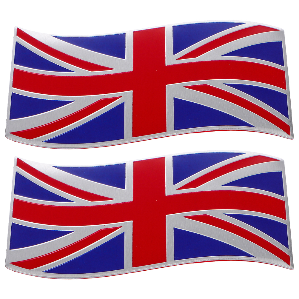 FRCOLOR 2pcs United Kingdom Aluminum Flag Car Stickers British Flag Car ...
