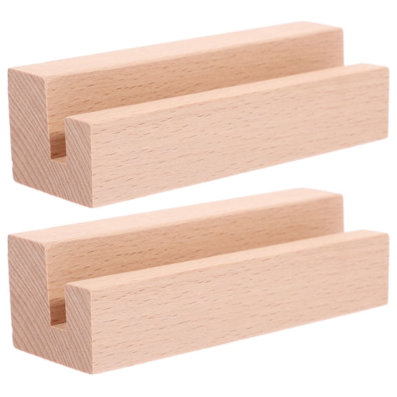 FRCOLOR 2pcs Wooden Base Photo Holder Memo Paper Holder Wood Calendar Stand Memo Clip Stand Tabletop Greeting Card Display Holder For Home Office Decor