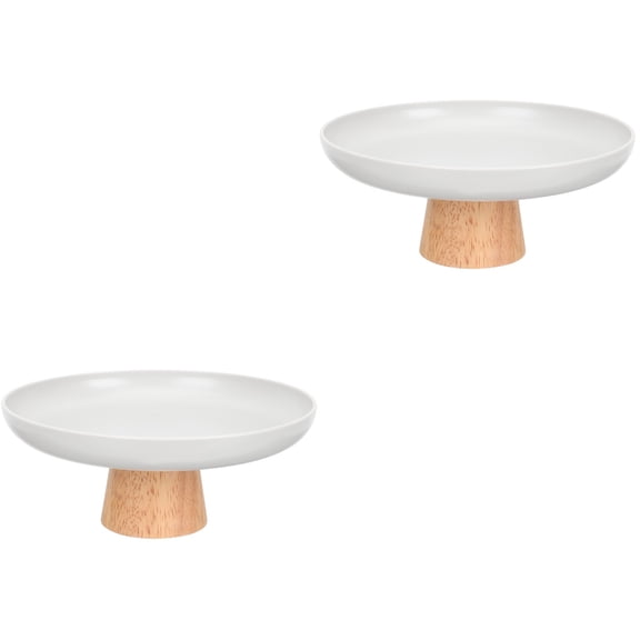 FRCOLOR 2pcs Wooden Cake Tray Pastry Serving Tray Bakery Shop Foretaste Plate Footed Fruit Stand