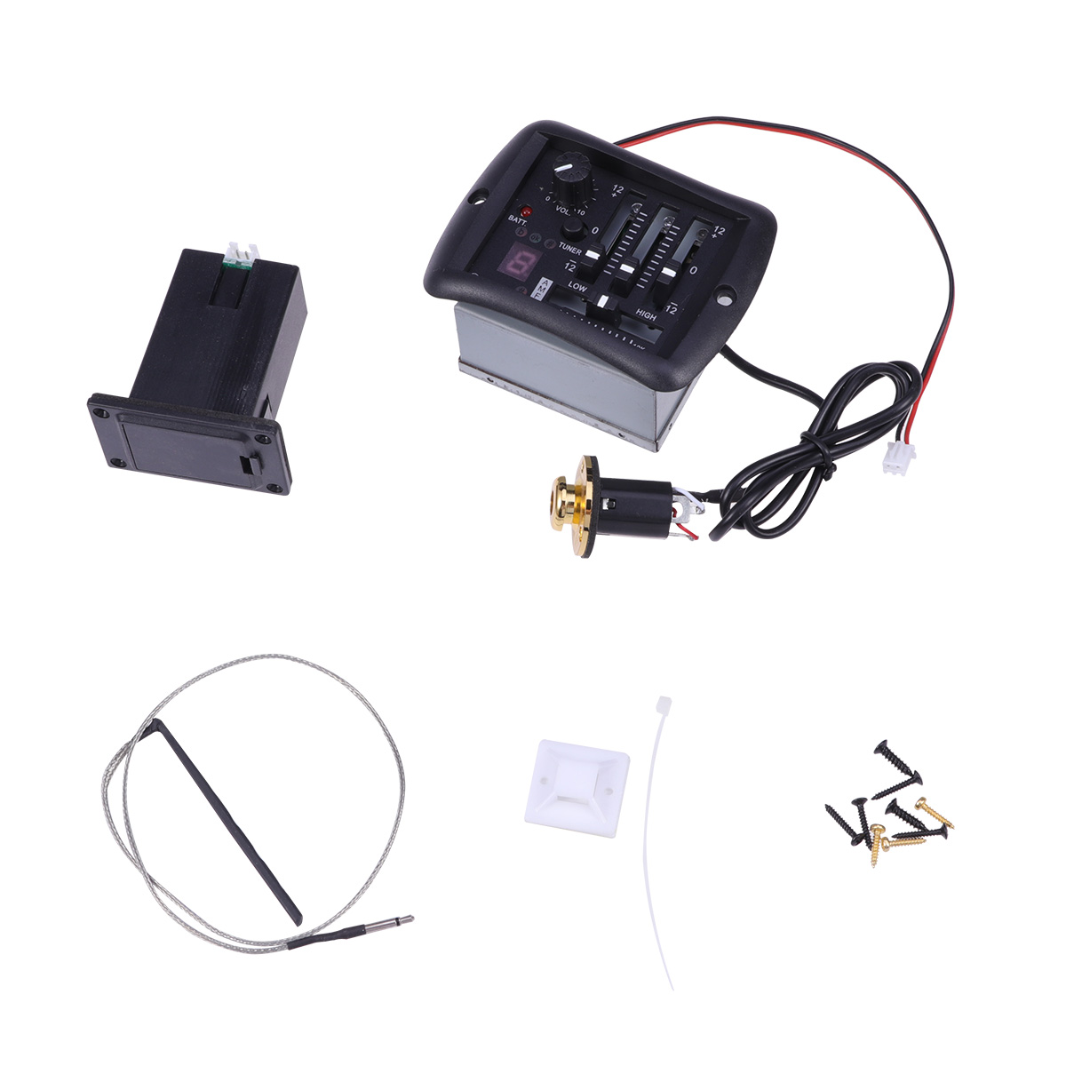 FRCOLOR 3 Band EQ Equalizer Tuner System Acoustic Electric Guitar Preamplifier Tuner with Tuner