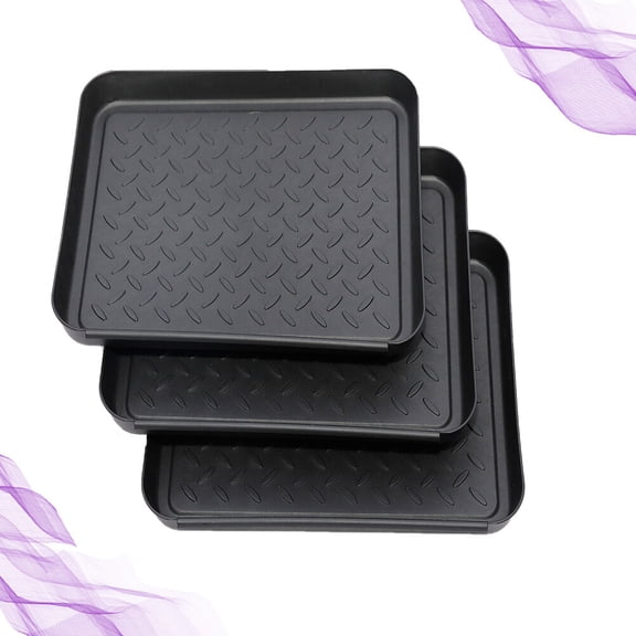 FRCOLOR  3 PCS Serving Tray with Handles Plastic Shoe Mudroom