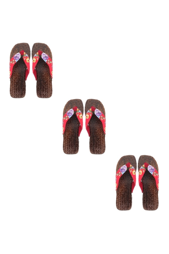 3 Pairs of Japanese Wooden Clogs Slippers Delicate Sandals Women Shoes Daily Clogs(38)