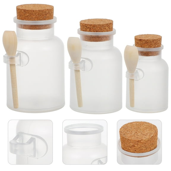 FRCOLOR  3 Pcs Bath Salt Bottle Sealed Storage Jar Powder Bottles Small