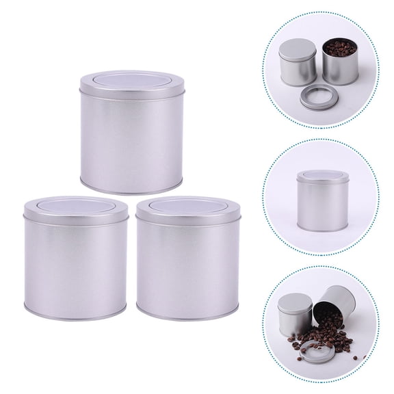 WASHWEPE Satin Finish Tinplate Small Metal Container for Coffee Bean 3Pcs 3.54X3.54X3.54in