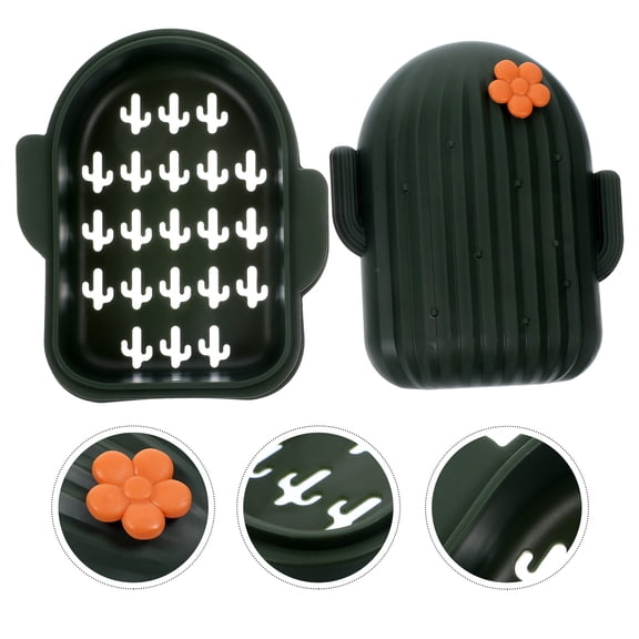 FRCOLOR 3 Pcs Cartoon Drain Soap Dish Cactus Soap Box Travel 13X10.5X5.5CM Olive Green