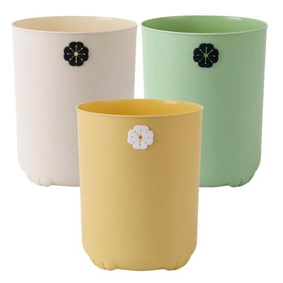 WASHWEPE Home Office Trash Can Desk Trash Can Cream White 3Pcs