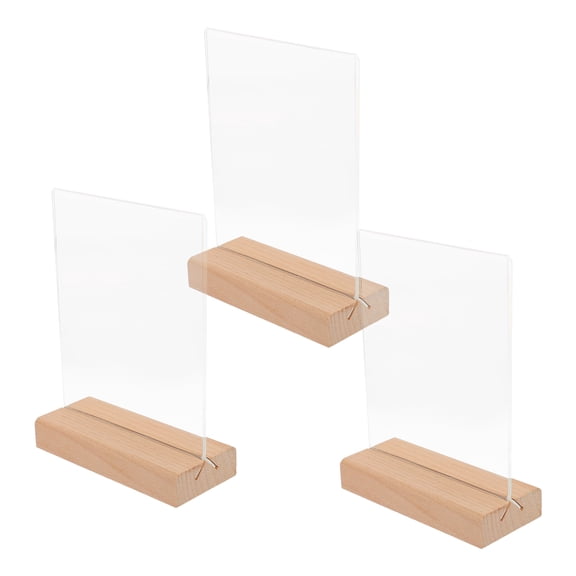 FRCOLOR 3 Pcs Clear Display Holder Wood Base Table Top Stand Rack for Shop