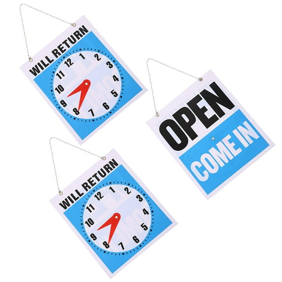 FRCOLOR  3 Pcs Clock Sign Decor Square Shape Wall Will Be Back at Open Signs