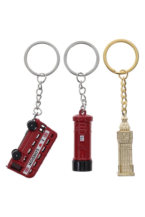 3 Pcs England Party Decorations Charm Keychain Bus Commercial Lid Travel
