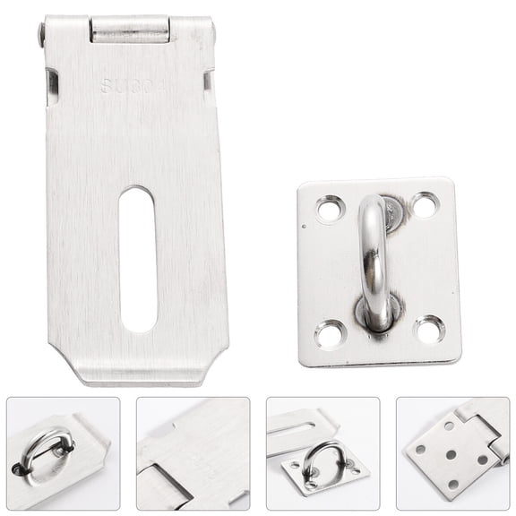 FRCOLOR  3 Pcs Hasp and Staple Door Clasp Keyed Lock Bolt Latch Silver