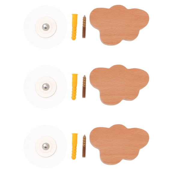 LABSERRON Creative Adhesive Coat Hook Wood 3Pcs 3.5x2.4in