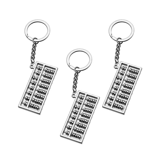 FRCOLOR  3 Pcs Novelty Keychains Rings Heavy Duty Abacus Student Silver