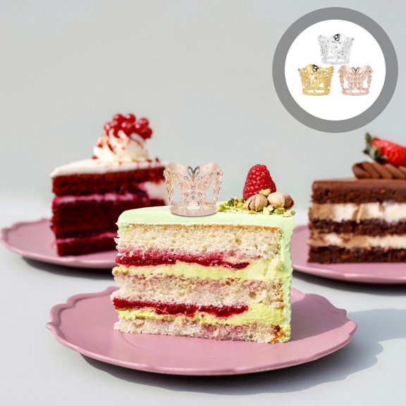 TAILTOSS Princess Birthday Cake Toppers Assorted Color Alloy Rhinestone 3Pcs