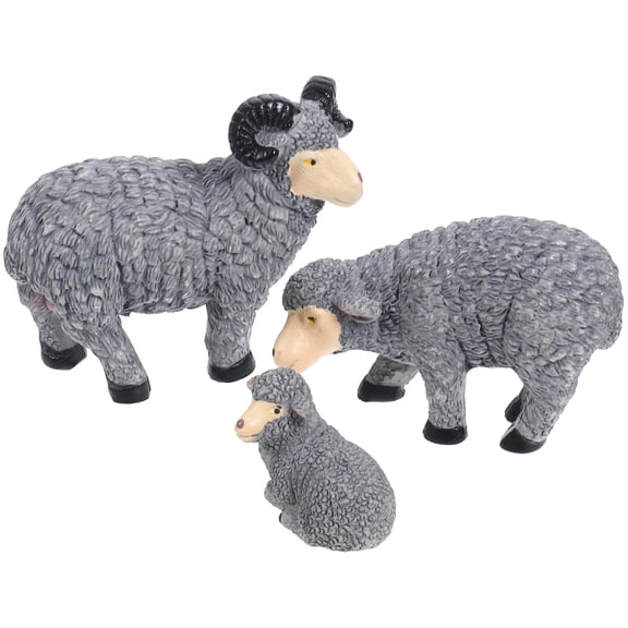 FRCOLOR Adorable Sheep Sculpture in Resin for Decor Vivid Miniature Animal Statues Set of 3 Small