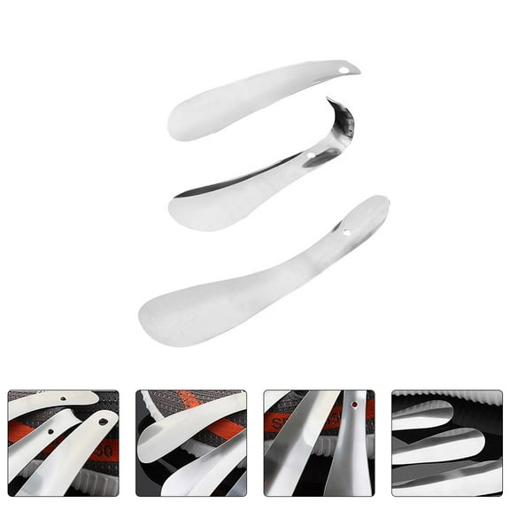 FRCOLOR 3 Pcs Stainless Shoe Lifters Long Handled Horn for Travel