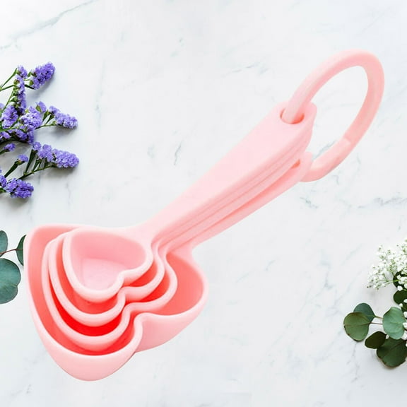 FRCOLOR  3 Sets/12pcs Heart Shaped Measuring Cups Milk Spoon Cute Tableware Bride