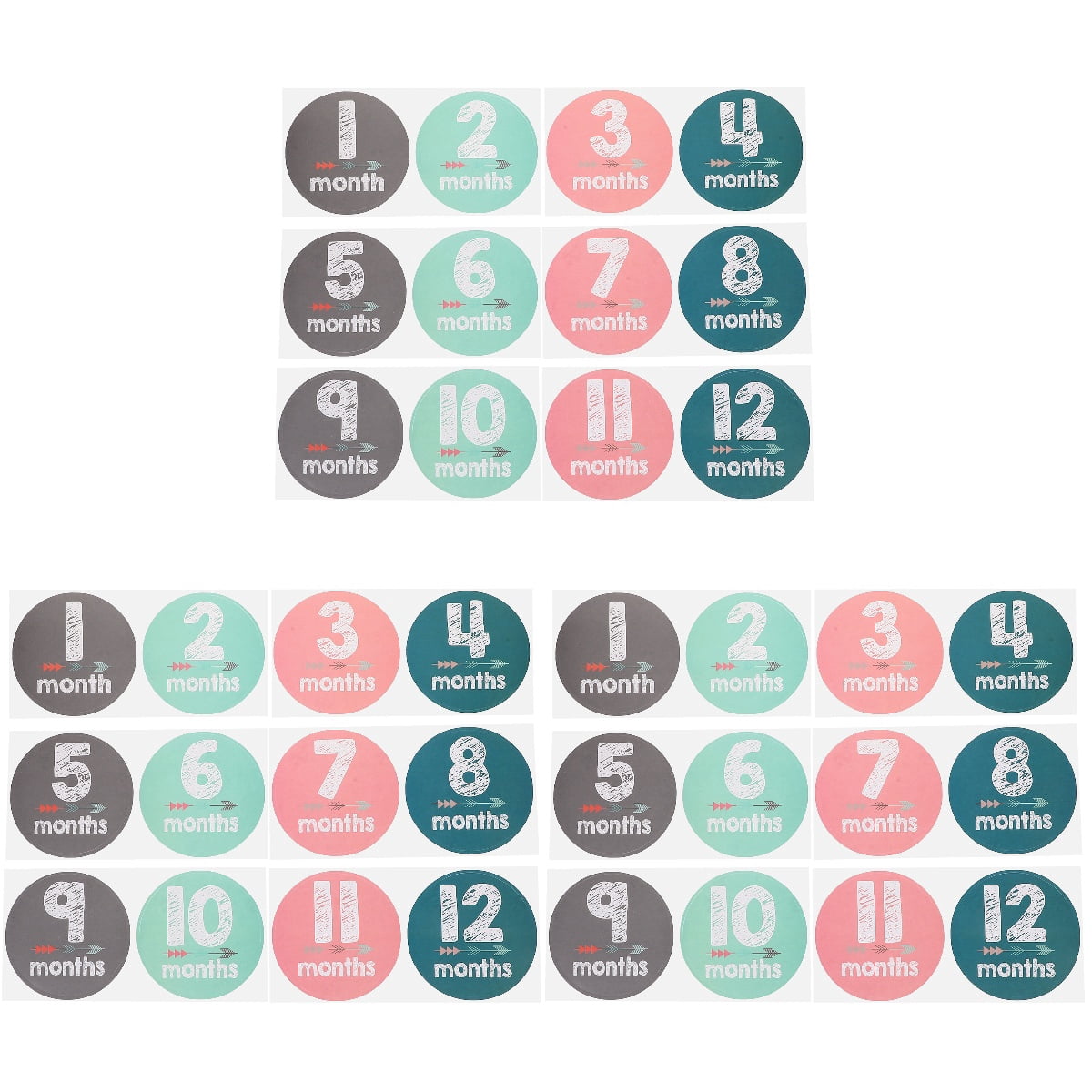Mointhly Color Code Sticker FRCOLOR 3 Sets Baby Monthly Stickers Milestone Stickers Newborn Month ...