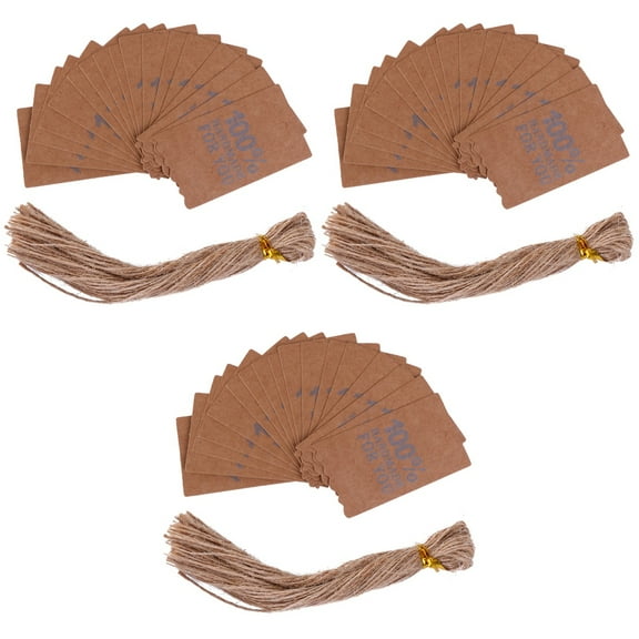 FRCOLOR 3 Sets Handmade Gift Tag Brown Kraft Merchandise Hangtag with Twine String