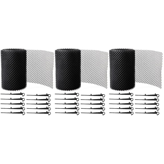 LABSERRON Black Plastic Gutter Guard Netting for Home , 3 Sets for Leaves and Debris Prevention