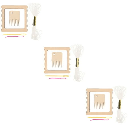 FRCOLOR 3 Sets of Wooden Handcraft Weaving Kit DIY Weaving Board Hand-Knitting Weaving Tools Set