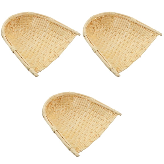 FRCOLOR 3 pcs  Delicate Bamboo Woven Basket Handmade Kitchen Fruit Storage Basket