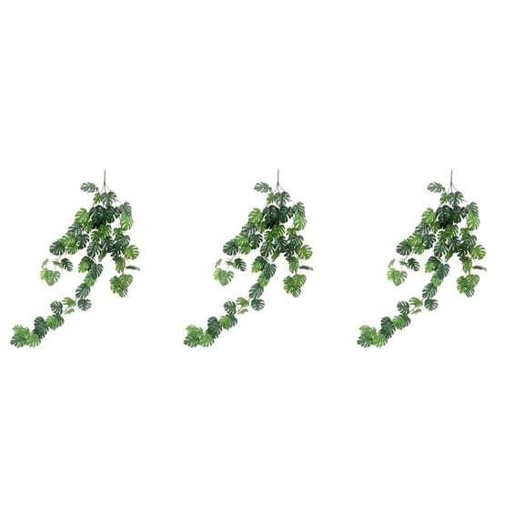 FRCOLOR 3 pcs Simulation Rattan Artificial Small Monstera Leaves Artificial Wall Hanging Vine Leaf Garland Plants Decoration Home Decor Accessories for Wedding Home