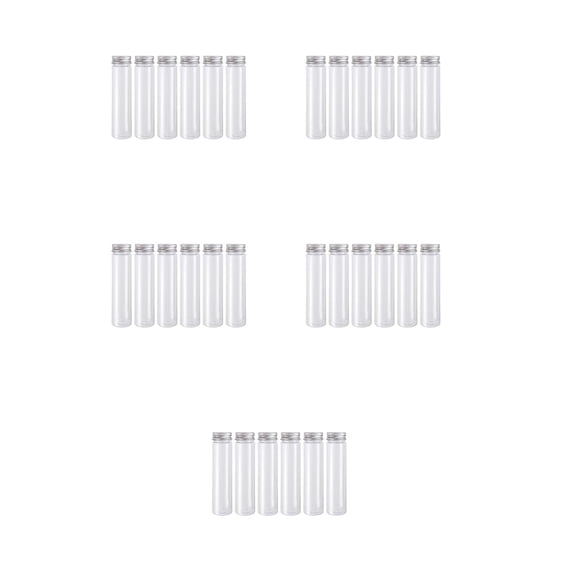 FRCOLOR 30 PCS 110ml Plastic Clear Test Tubes Flat-bottomed Candy Cosmetic Travel Lotion Containers with Screw Caps