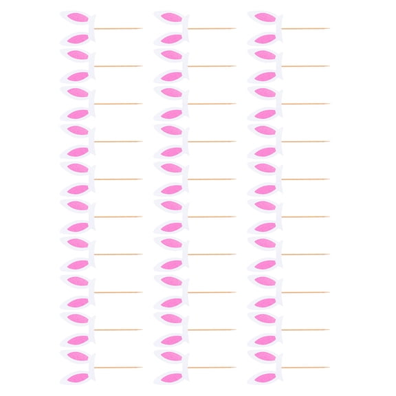WASHWEPE Bunny Ear Cake Toppers Pink Wood Decoration for Cupcake Easter Party 30Pcs 6.3X2.8X0.04In