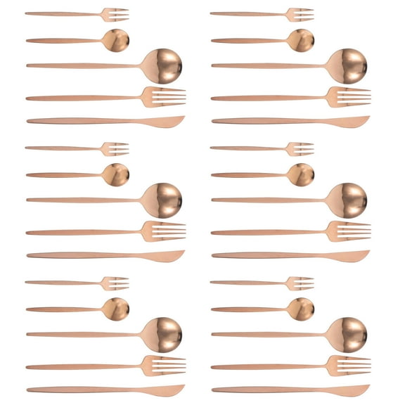 KAKOWELY Bronze Ware Cutlery Set Stainless Steel Western Fork Spoon Set 30 Pieces