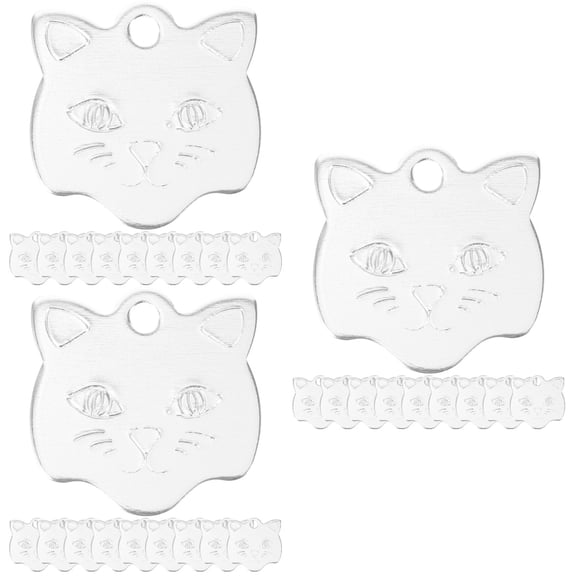 FRCOLOR 30 pcs  Cat Head Shaped Tag Dog Id Tag Custom Engraved Tag Adorable Pet Name Tags