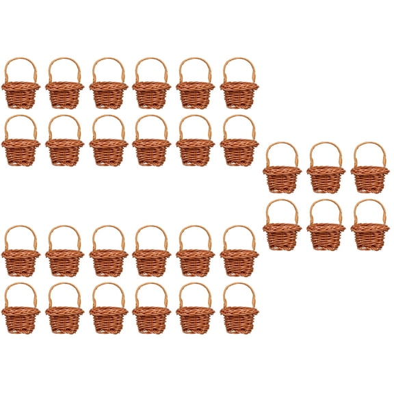 FRCOLOR 30-Pack Mini Woven Flower Baskets Tiny Picnic Party Favor Containers Small Baskets for Events and Decorations