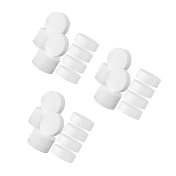 FRCOLOR 30 pcs  White Foam Blocks Polystyrene Foam Cylinder Material  Round Cake Dummies for DIY Craft Projects,Baking Cake Decorations Modeling