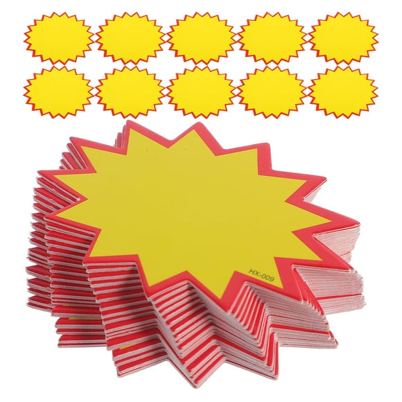 FRCOLOR 300pcs Burst Signs Garage Sale Supplies Sign Yard Signs Blank Star Shape Retail Sale Tags Burst Paper Signs for Retail Party Favors