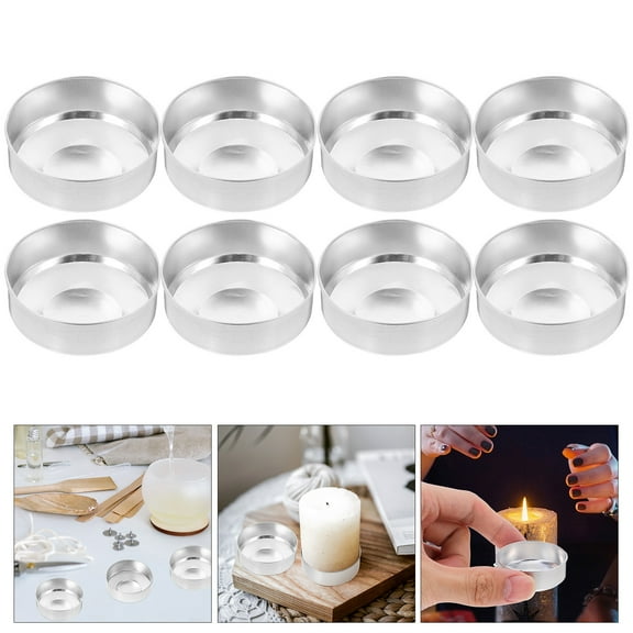 WASHWEPE Tea Light Tins Cups Silver Aluminum For Party 30Pcs 1.5X1.5X0.5In