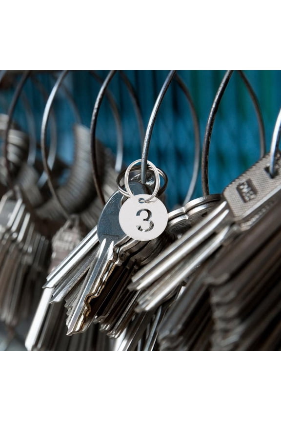 30pcs Numbered Key Tags Stainless Steel Hanging Tags Round Shape Number Labels Tags Metal Numbered Tags Hanging Number Tags