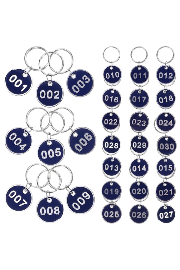 30pcs Round Number Tags Marking Number Tags Keychain Number Tags for Identification
