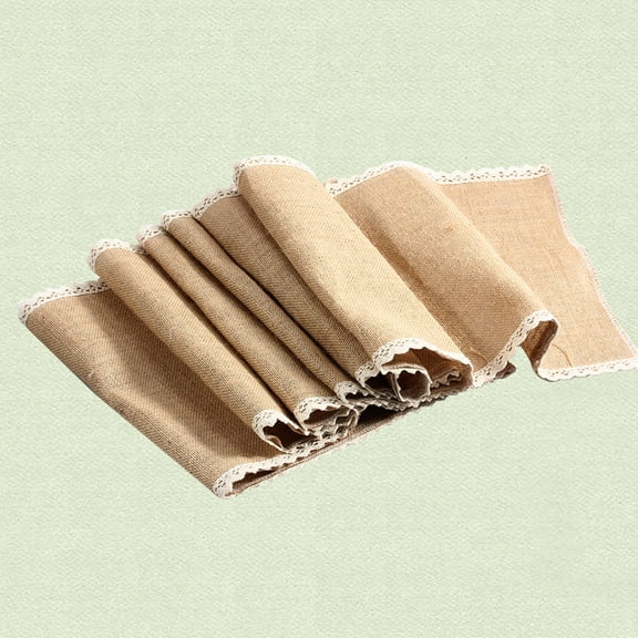 FRCOLOR 30x180cm Vintage Burlap Lace Table Runner Natural Jute Table Cloth Country Party Wedding Decoration