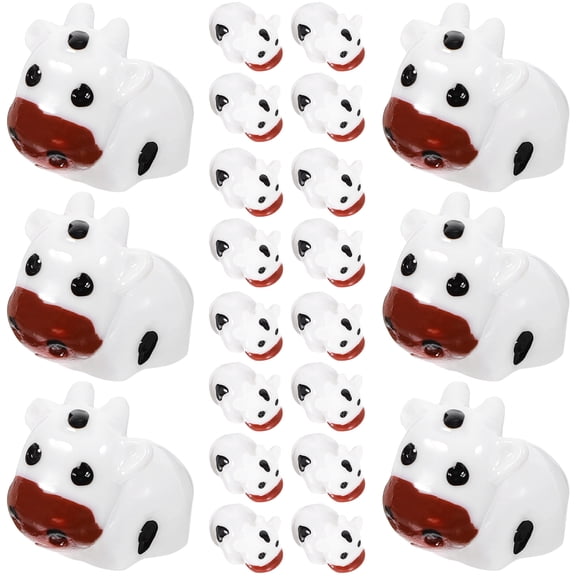 FRCOLOR 35 Pcs Mini Cow Figurine Miniatures Garden Ornaments Micro Scene White