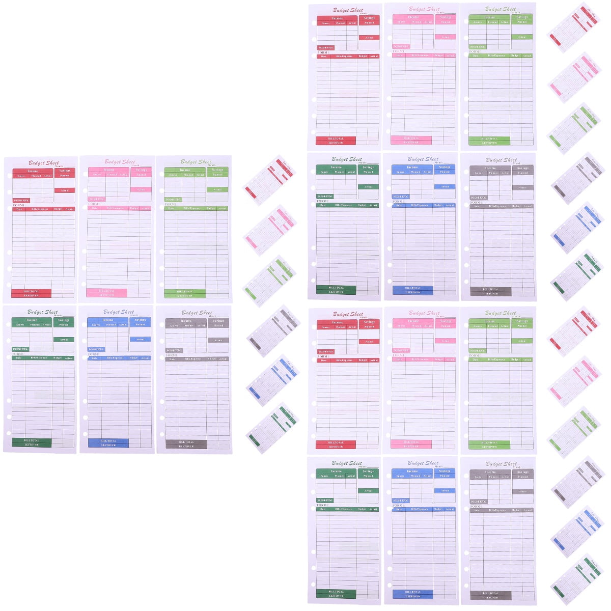 FRCOLOR 36 Sheets Portable Budget Sheets Cash Binder Refills Daily ...
