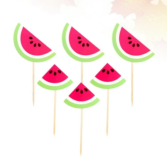 FRCOLOR Hawaii Cake Picks with Watermelon Design for Birthday Party Supplies 36pcs Paper Multi
