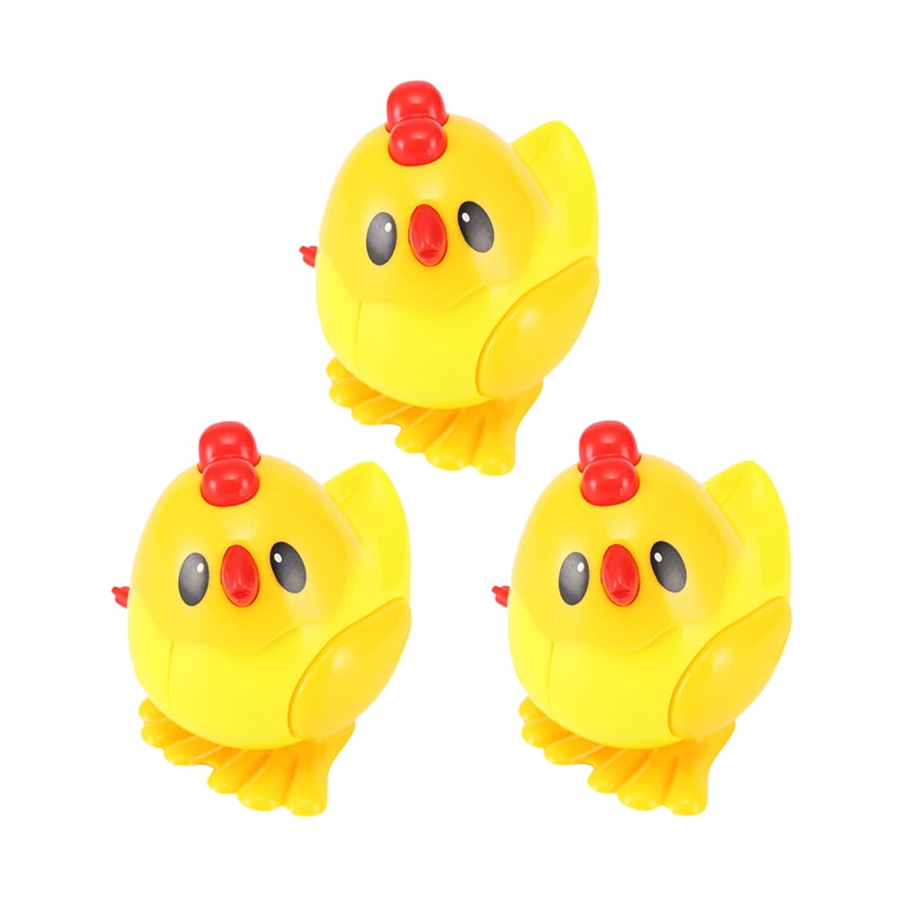 FRCOLOR 3PC Novel Windup Chick Toy Funny Little Yellow Chick Clockwork