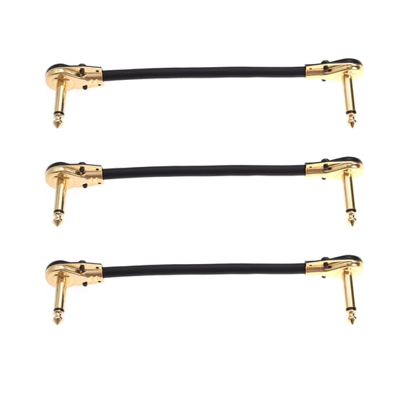 FRCOLOR 3PCS Right to Right Instrument Cables Guitar Patch Cables for Bass Keyboard Effect Pedals  Goldplated Head (15CM)