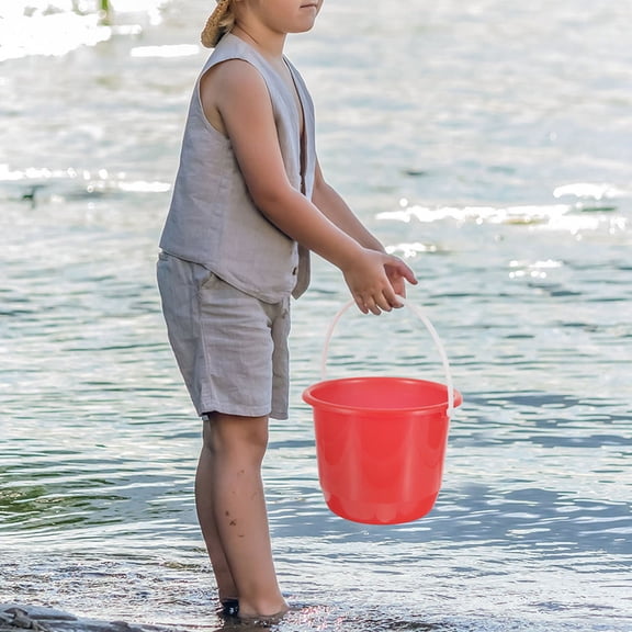 FRCOLOR 3Pcs Durable Construction Red PP Water Bucket for Bath Home Use 12.6X7.5X6.3in